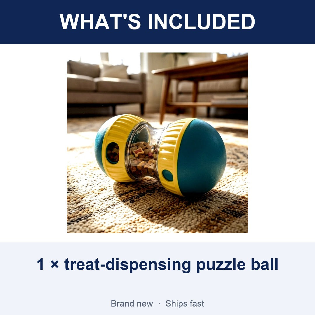 Dog Puzzle Treat Dispensing Ball, Adjustable Slow Feeder Enrichment Toy
