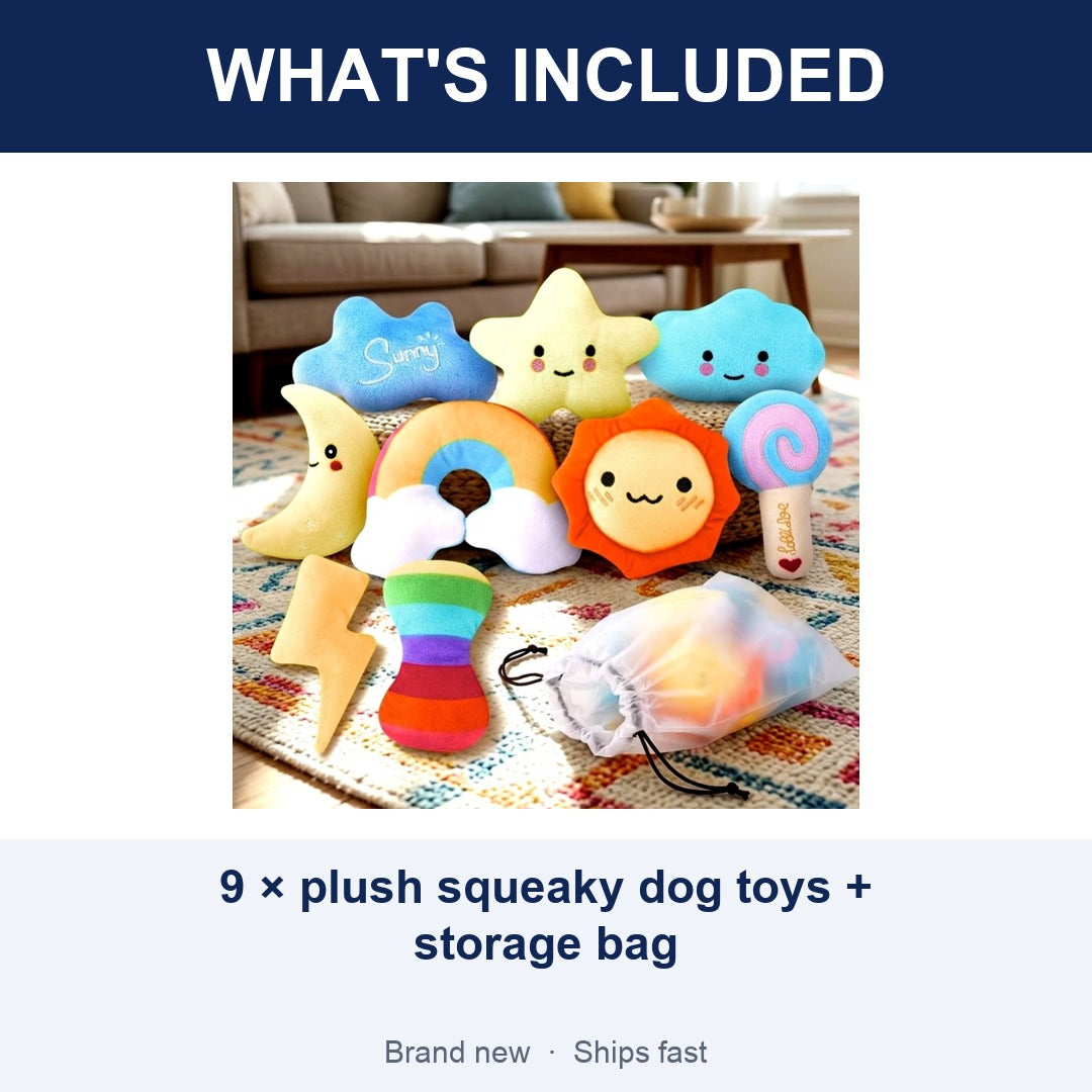 9-Pack Squeaky Dog Toys for Small Dogs and Puppies with Storage Bag