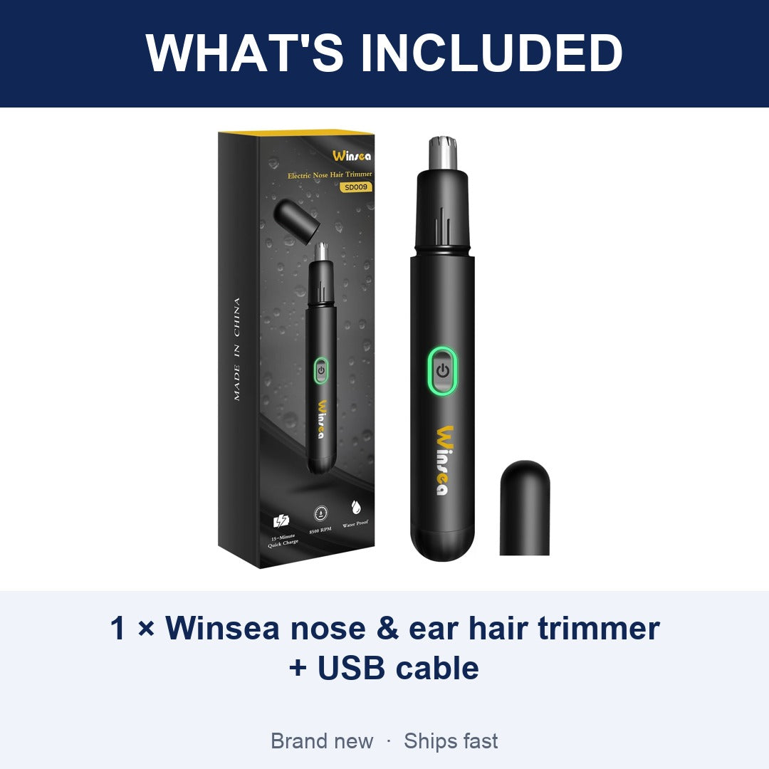 Winsea Rechargeable Nose & Ear Hair Trimmer, USB Waterproof Painless 360 Blade