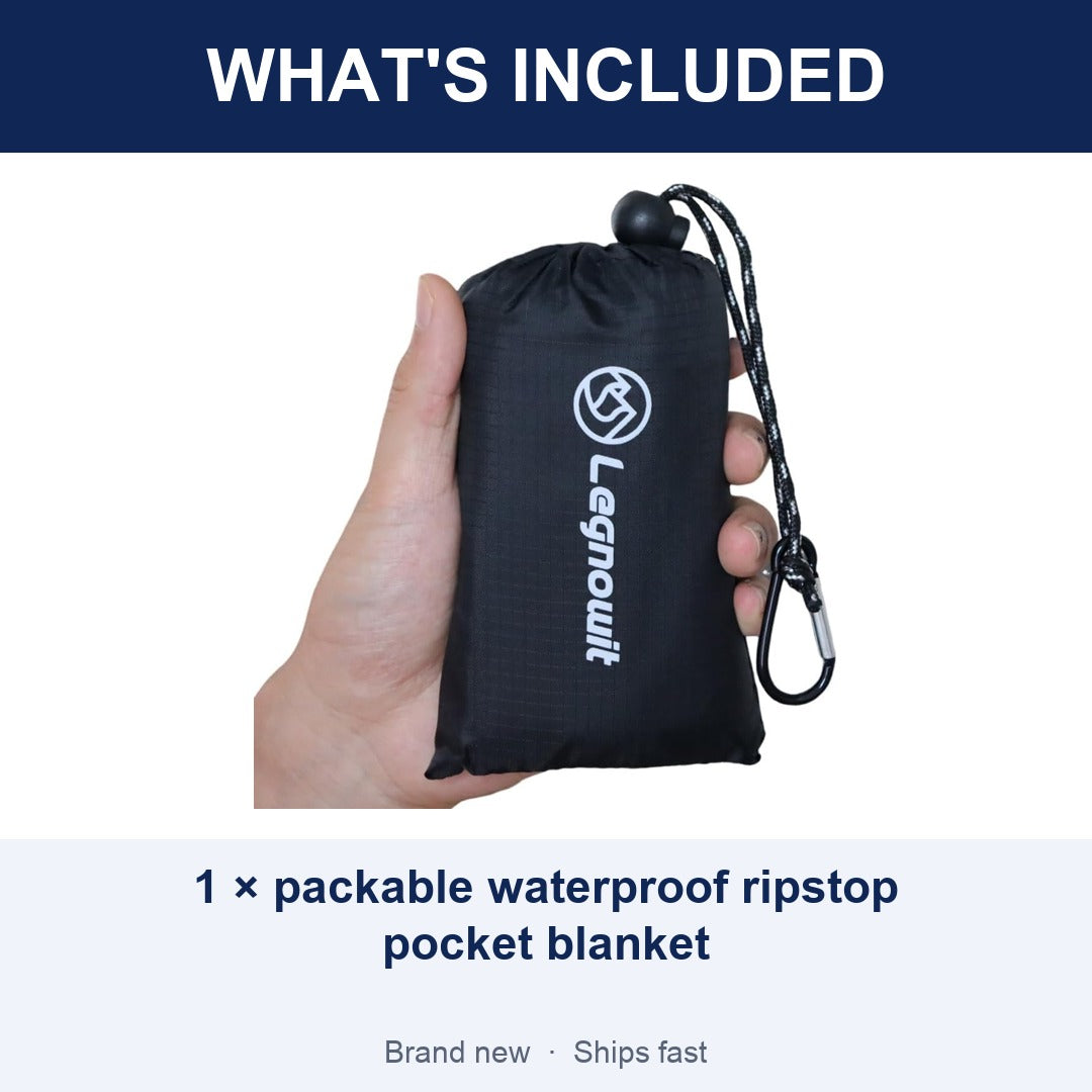 Packable Waterproof Pocket Blanket for Picnic, Beach and Festivals