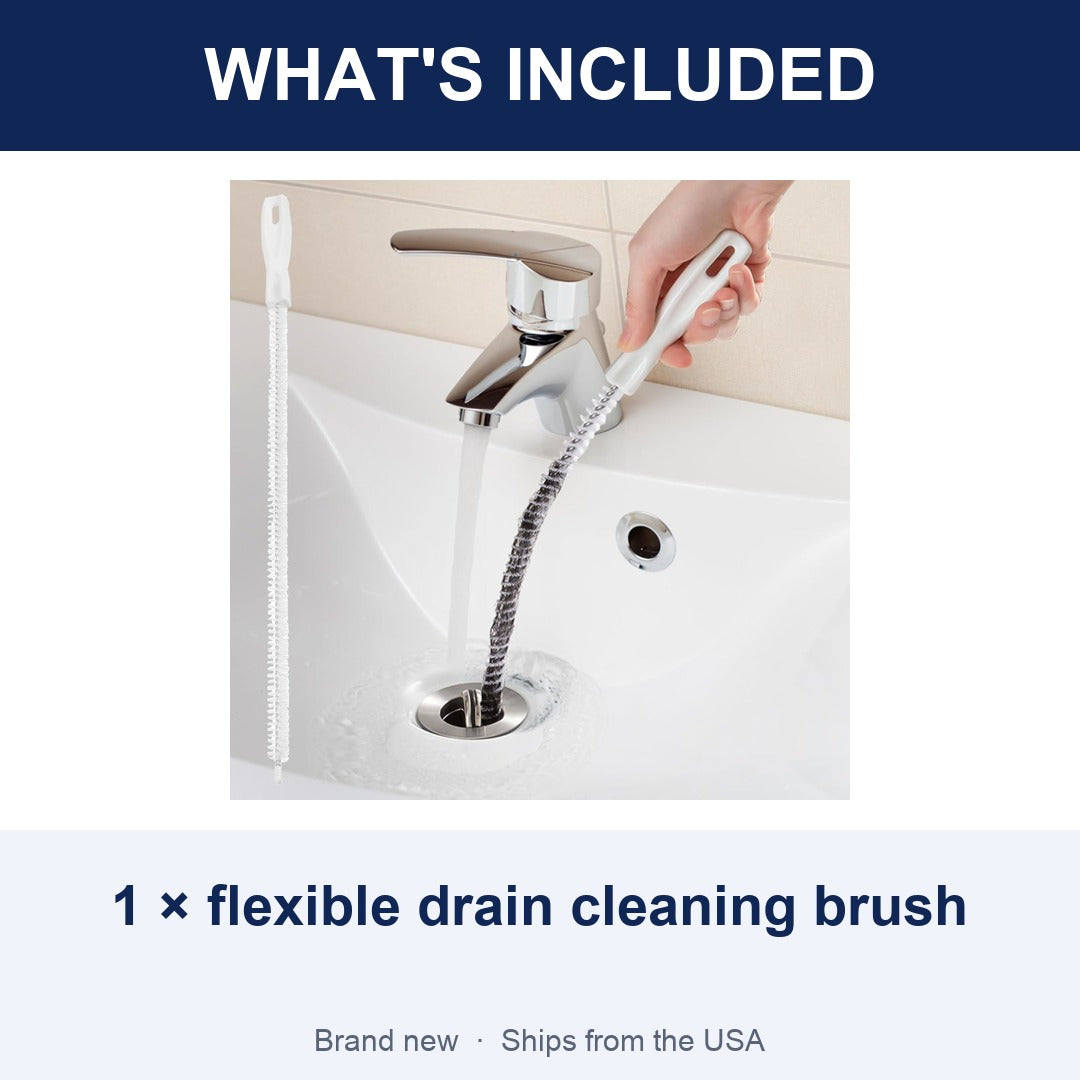 Flexible Drain Cleaning Brush, Long Sink Clog Remover for Hair & Pipe Buildup