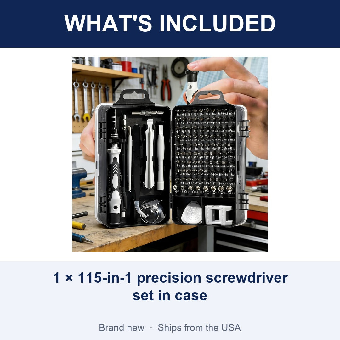 115-in-1 Precision Screwdriver Set, Magnetic Repair Kit for Phones & Laptops