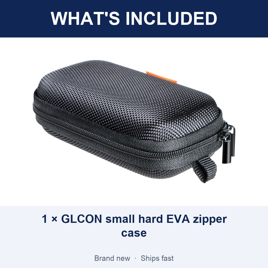 GLCON Small Hard EVA Earbud Case, Zipper Carrying Pouch with Mesh Pocket for Cables
