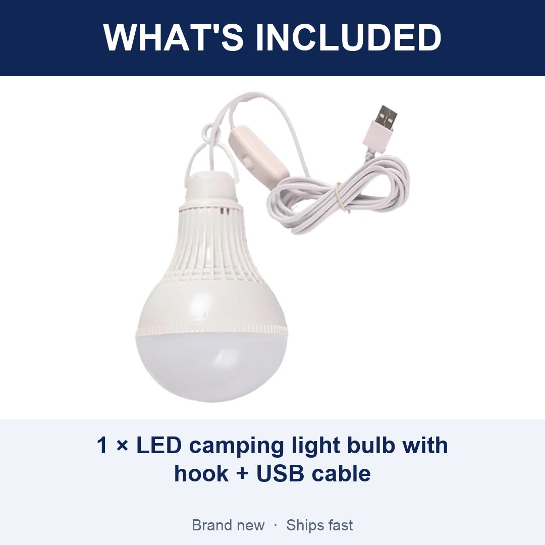 Rechargeable LED Camping Light Bulb, USB Hanging Tent Lantern for Outdoor & Outages
