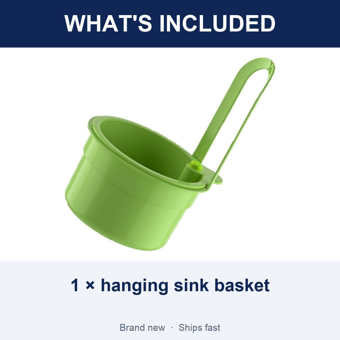 Kitchen Sink Hanging Basket, Quick-Install Drain Strainer and Sponge Organizer Tray