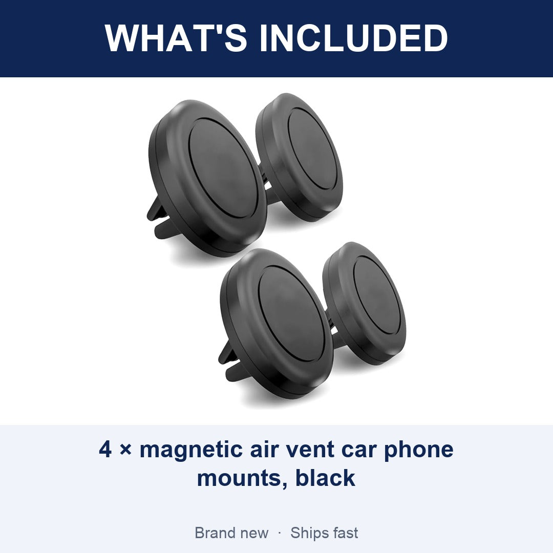 4-Pack Magnetic Air Vent Car Phone Mounts, 360 Degree Rotating Universal Holders
