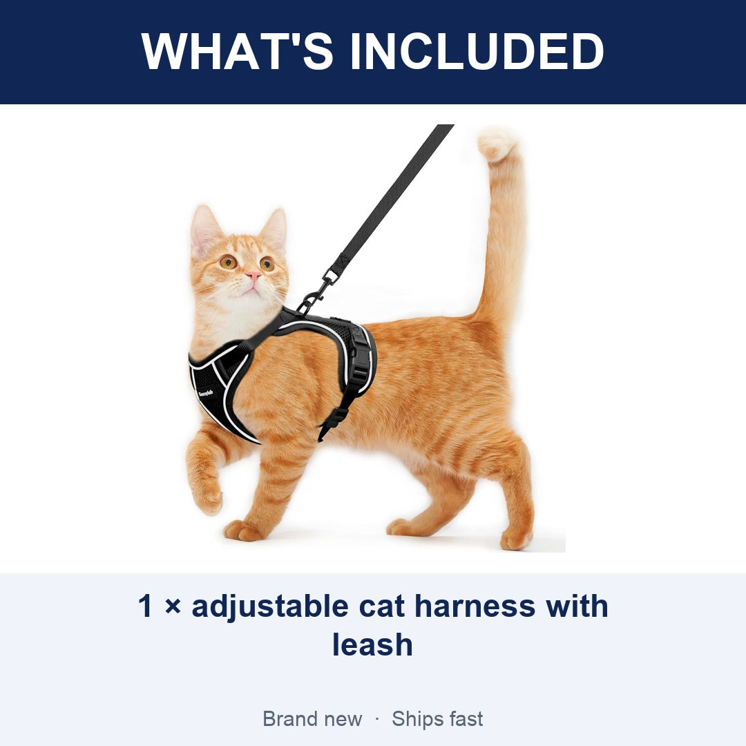 Escape-Proof Cat Harness and Leash Set, Soft Adjustable Vest for Walking