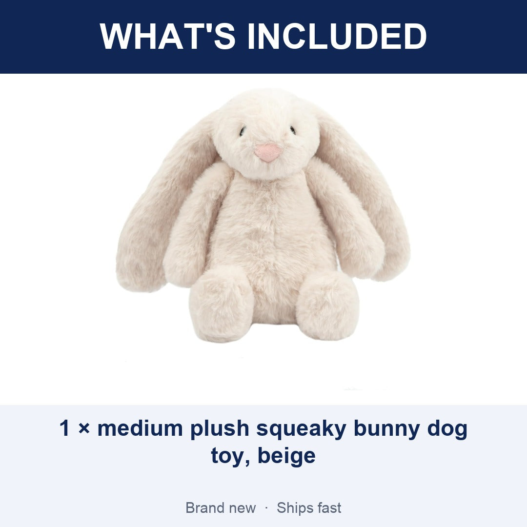 Best Pet Supplies Bunny Buddy Squeaky Plush Dog Toy, Beige, Medium