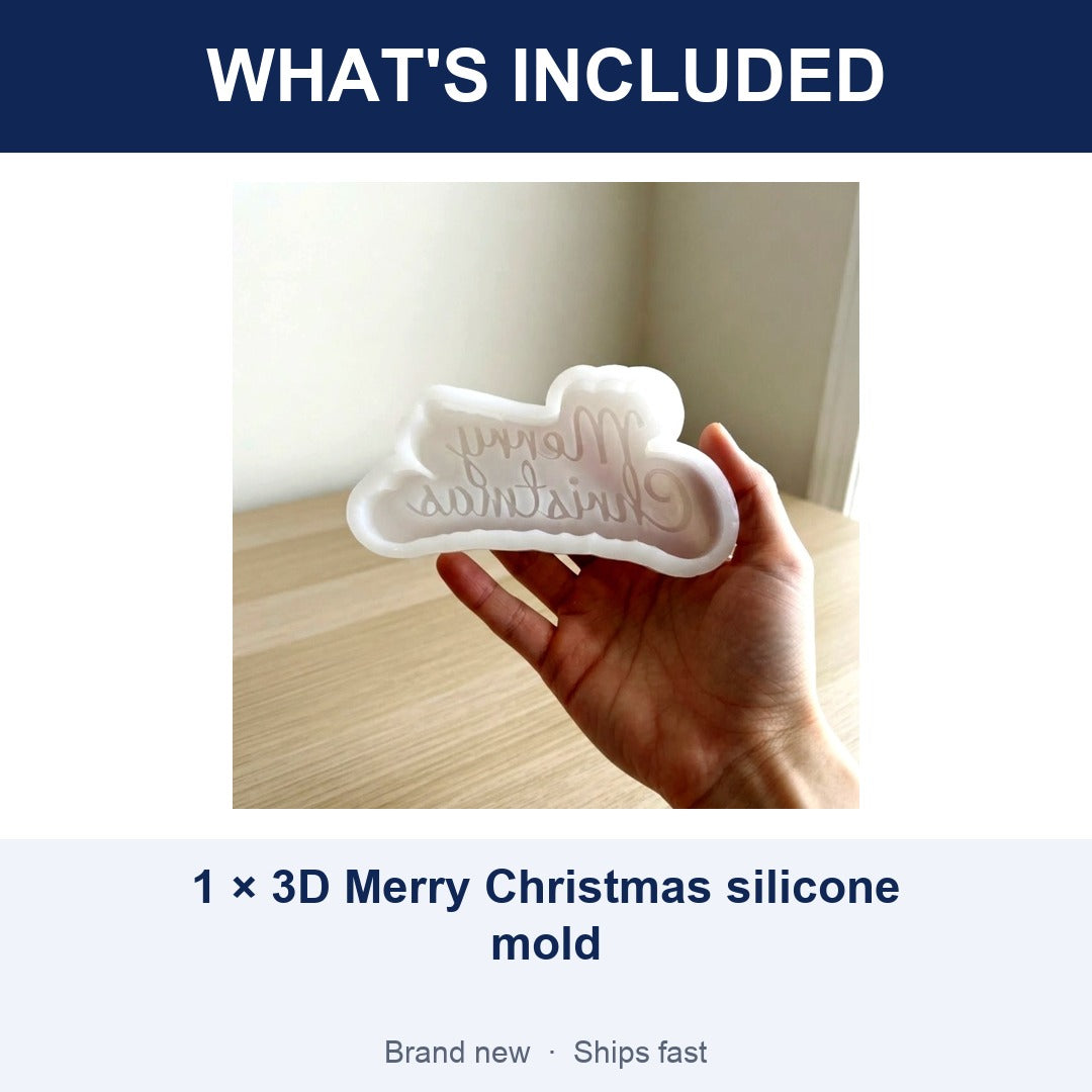 Merry Christmas 3D Silicone Candle Mold for Candle Making, Resin and Plaster Crafts