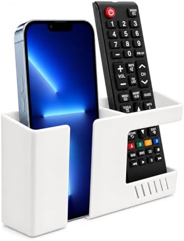 Wall Mount Phone Holder with Charging Cable Slot, Adhesive Remote Control Holder