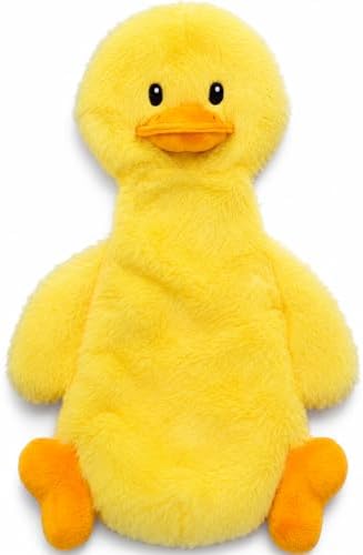 Interactive Crinkle Duck Dog Toy, 14 x 8 Inch No-Stuffing Plush Squeaky Toy