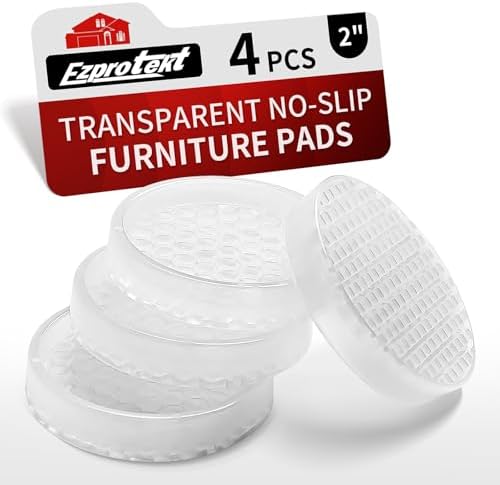 4-Pack Clear Non-Slip Furniture Pads, 2 Inch Rubber Caster Cups for Hardwood Floors
