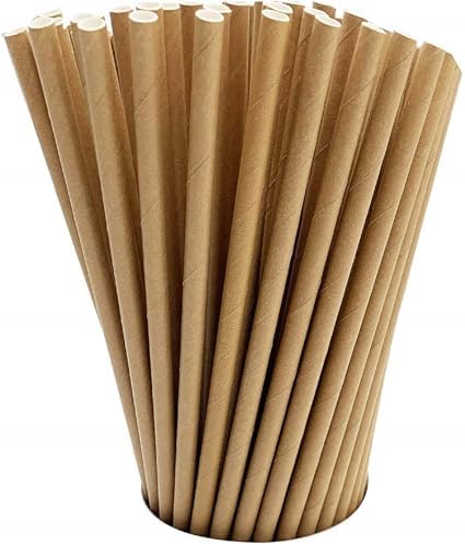 100-Pack Kraft Paper Straws, 7.75 Inch Biodegradable Drinking Straws