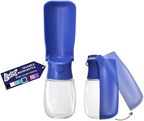 WePet Foldable Portable Dog Water Bottle with Drinking Feeder, 12 oz, Leak Proof