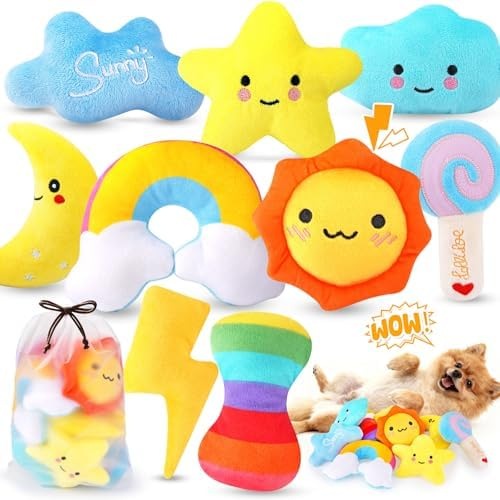 9-Pack Squeaky Dog Toys for Small Dogs and Puppies with Storage Bag