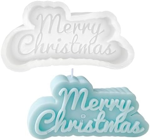 Merry Christmas 3D Silicone Candle Mold for Candle Making, Resin and Plaster Crafts