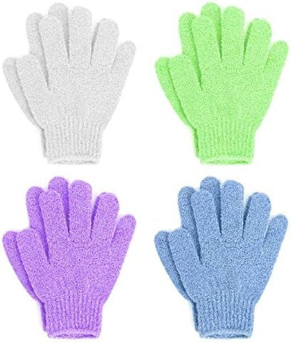 Linda Exfoliating Bath Gloves, Pack of 4 for Shower and Body Scrubbing
