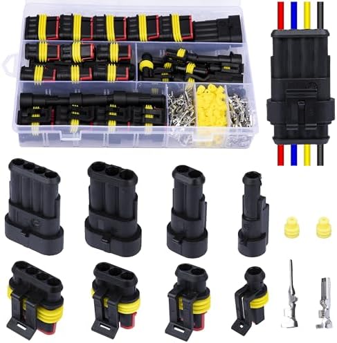 352-Piece Automotive Waterproof Connector Kit, 26 Sets of 1 2 3 4 Pin, 22-16 AWG