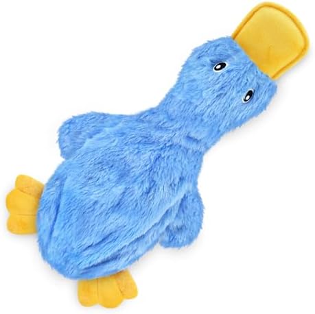 Best Pet Supplies Crinkle Duck Squeaky Plush Dog Toy, Blue, Soft Interactive Toy