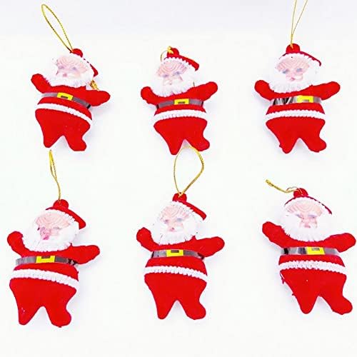 6-Piece Mini Santa Claus Christmas Tree Hanging Ornaments, Red Plastic and Cloth