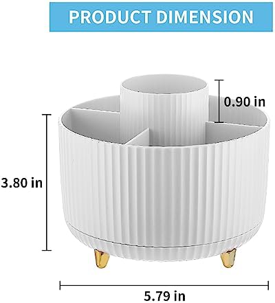 360 Degree Rotating Desk Organizer, 5-Compartment Pen and Art Supply Holder