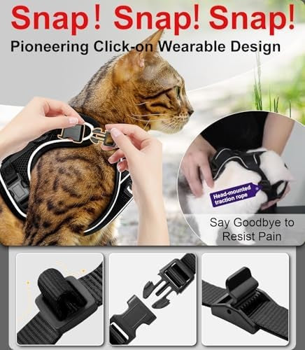 Escape-Proof Cat Harness and Leash Set, Soft Adjustable Vest for Walking