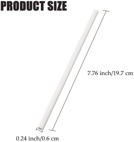 100-Pack White Paper Straws, 7.8 Inch Biodegradable Drinking Straws