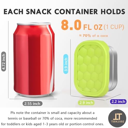 4-Pack Stainless Steel Snack Containers with Silicone Lids, 8 oz Leakproof Kids Cups