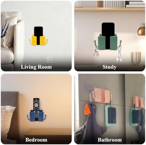 4-Pack Adhesive Wall Mount Phone Holders, Bedside Charging and Remote Stands