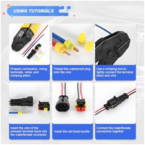 352-Piece Waterproof Car Electrical Connector Terminals Kit, 1 2 3 4 Pin Male and Female