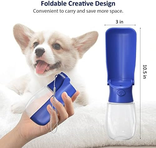 WePet Foldable Portable Dog Water Bottle with Drinking Feeder, 12 oz, Leak Proof
