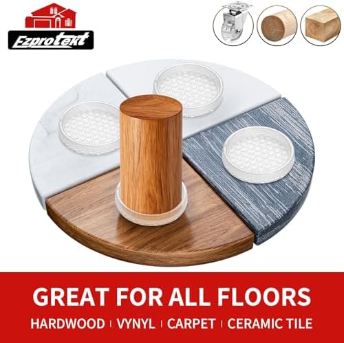 4-Pack Clear Non-Slip Furniture Pads, 2 Inch Rubber Caster Cups for Hardwood Floors