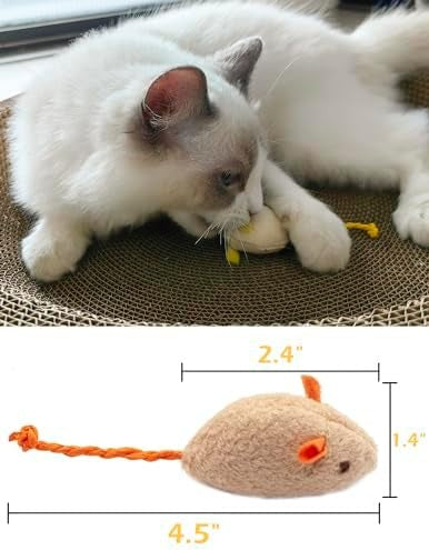 18-Pack Plush Catnip Mice Cat Toys, 9 Assorted Colors, 2 of Each