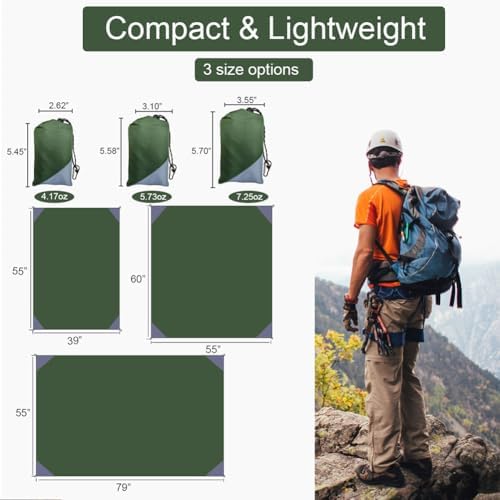 Compact Waterproof Pocket Picnic Blanket, 55 x 79 Inch Lightweight Camping Tarp