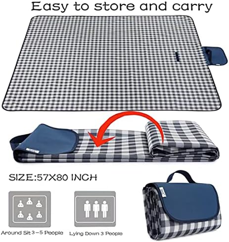 Outdoor Picnic Blanket, Foldable Waterproof Sand Beach Mat, 80 x 60 Inch