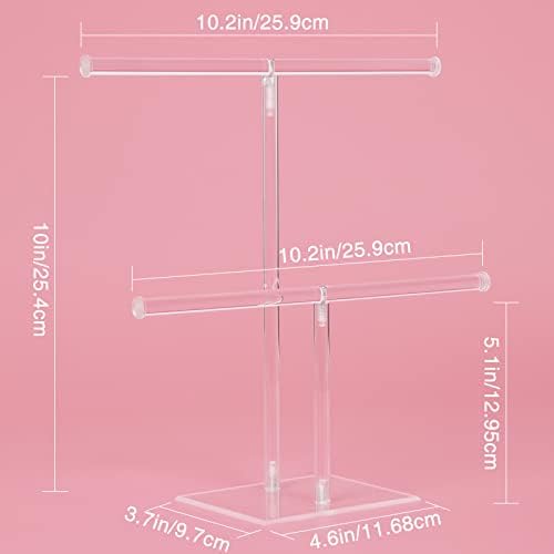 2-Tier Clear Acrylic Necklace Holder, Jewelry Display Stand for Necklaces and Bracelets