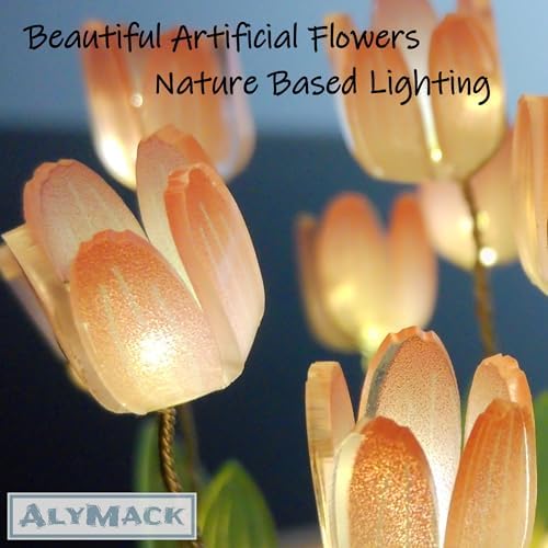 Tulip Flower Lamp with Glass Globe, LED Night Light Gift for Mom, Bedroom & Desk Decor