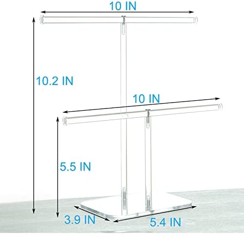 Solid Acrylic Necklace Holder Stand, 2-Tier Clear Jewelry Organizer
