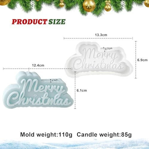 Merry Christmas 3D Silicone Candle Mold for Candle Making, Resin and Plaster Crafts