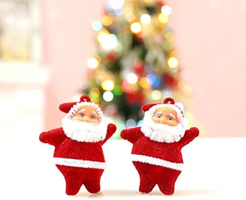 6-Piece Mini Santa Claus Christmas Tree Hanging Ornaments, Red Plastic and Cloth