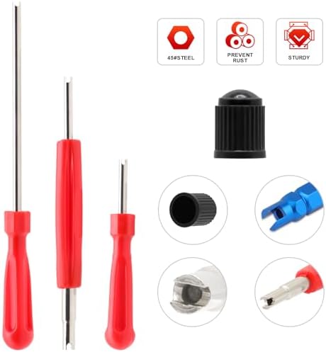Tire Valve Stem Removal Tool Kit with 20 Valve Cores & 10 Caps, Schrader Core Tool
