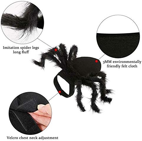 Spider Halloween Costume for Small Dogs and Cats, Felt with 8 Furry Legs