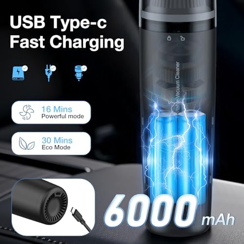 Cordless Handheld Car Vacuum, 13000Pa Rechargeable Mini Vacuum Cleaner for Car & Desk