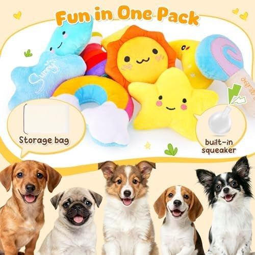 9-Pack Squeaky Dog Toys for Small Dogs and Puppies with Storage Bag