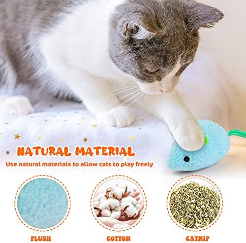6-Piece Catnip Plush Mouse Cat Toys, Chew Toys with Catnip Filler