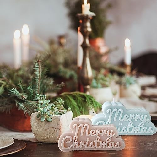 Merry Christmas 3D Silicone Candle Mold for Candle Making, Resin and Plaster Crafts