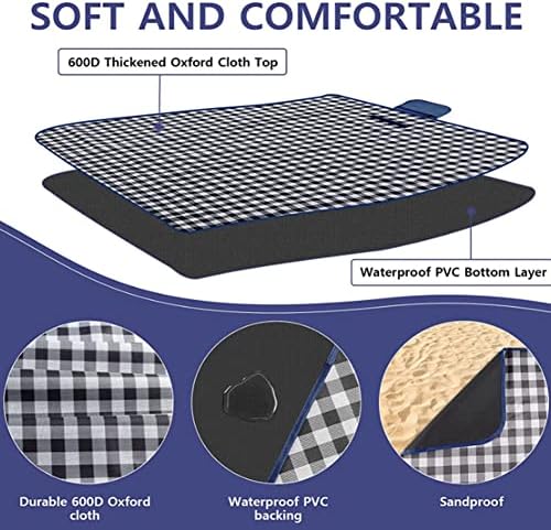 Outdoor Picnic Blanket, Foldable Waterproof Sand Beach Mat, 80 x 60 Inch