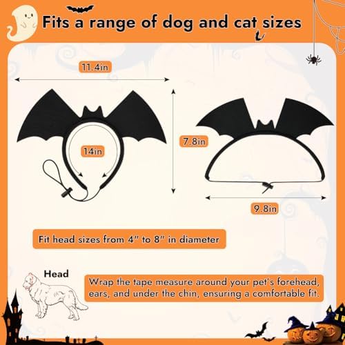 Halloween Dog Bat Wing Headband, Adjustable Black Felt Pet Costume Accessory