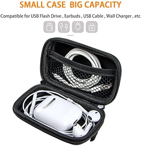 GLCON Small Hard EVA Earbud Case, Zipper Carrying Pouch with Mesh Pocket for Cables