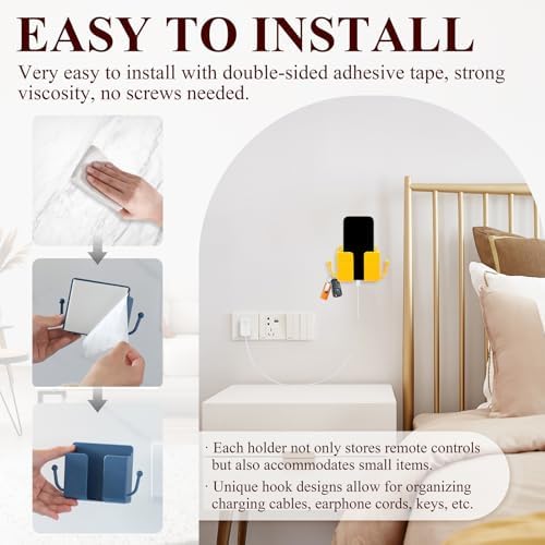 4-Pack Adhesive Wall Mount Phone Holders, Bedside Charging and Remote Stands